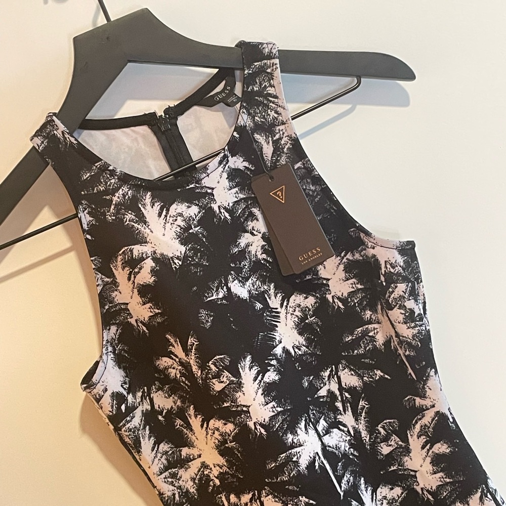 NWT Guess | Palm Tree Mix Scuba Sleeveless Bodycon Dress | XS